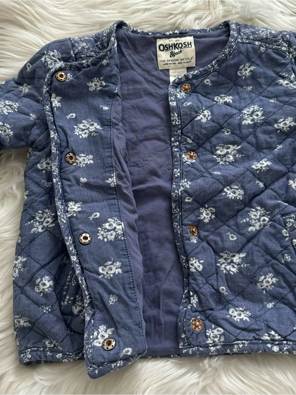 OshKosh B'gosh Quilted Blue Floral Jacket | Girls 6 / 6X